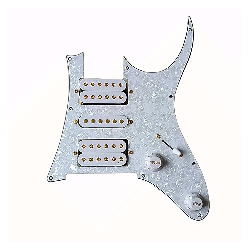 Geladenes, Vorverdrahtetes HSH-Schlagbrett Mit Weißem Humbucker-Tonabnehmer-Set, Kabelbaum Für Gitarre (Color : White)