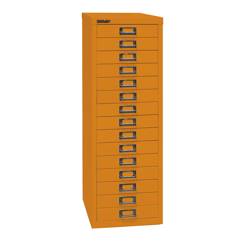 BISLEY MultiDrawer, 39er Serie, DIN A4, 15 Schubladen, Metall, 603 Orange, 38 x 27.9 x 86 cm