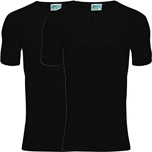 jbs ® T-Shirt Herren Schwarz, Rundhals (2er Pack) Ideale Passform Baumwolle (Ohne Kratzende Seitennähte)