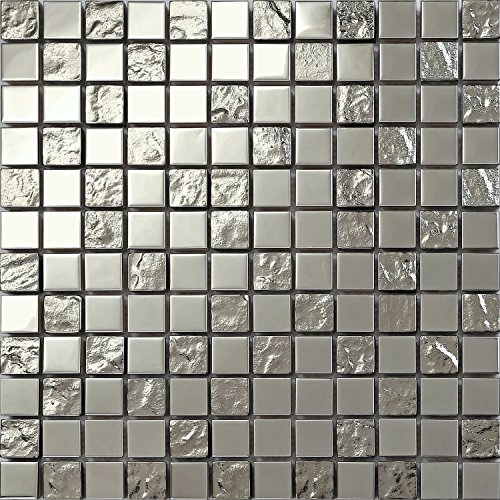 1qm Silber Edelstahl und texturiert Glas Mosaik Fliesen Matten (MT0129 m2)