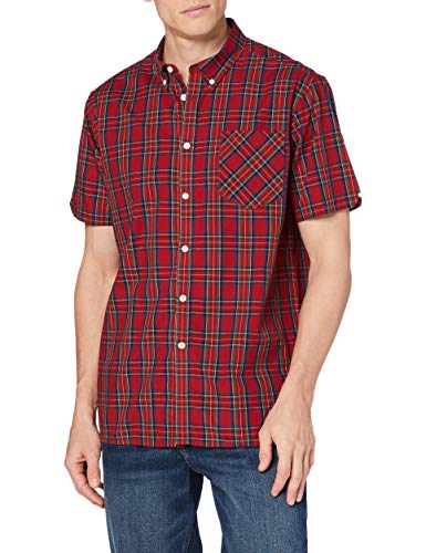 Merc of London Herren Mack, Shirt, Short Sleeve Smoking Hemd, Rot-Rouge (Stewart Red), Large