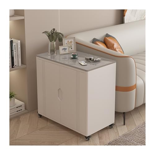 FUHAI-666 Leichter Luxus-Sofa-Seitenschrank, Lückenschrank, Haushalts-Multifunktions-Ablageschrank, Sofa-Seiten-Teetisch, Aufbewahrungstisch(Cream+Gray)