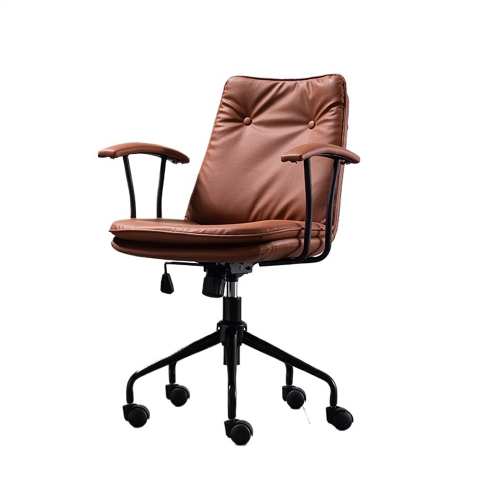 Bürostühle Bürostuhl aus PU-Leder, bequemer moderner Schreibtischstuhl for das Home-Office mit Rollen und schwarzem Metallfuß, ergonomischer Stuhl, verstellbarer Drehstuhl Schreibtischstuhl(Orange)