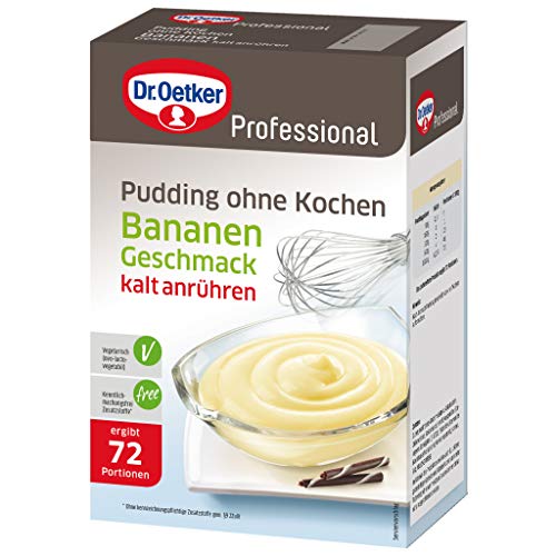 Dr. Oetker Professional, Pudding mit Bananen-Geschmack, Ohne Kochen, Puddingpulver in 1 kg Packung, 1-39-251508