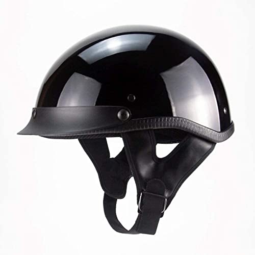 Motorradhalbhelm Mofa-Helm Retro Jethelm Bobber Helm Motorrad Halbschalenhelm Vintage Open Face Helm ECE Genehmigt Cruiser Chopper Roller Moped Jet Helm Mann Frau Crash Helm,BrightBlack-XXL=（63~64cm）