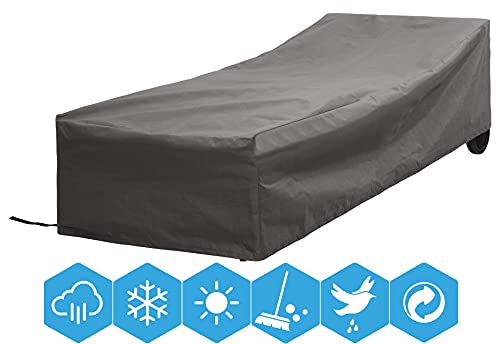 Atlantis Outdoor | Schutzhülle Abdeckhaube Garten Liegestuhl | Grau | 200 x 75 x 40 cm (LxBxH) | TÜV Rheinland Zertifiziert | Wasserabweisend & Waterproof (für Garten) | Gartenmöbel Abdeckung