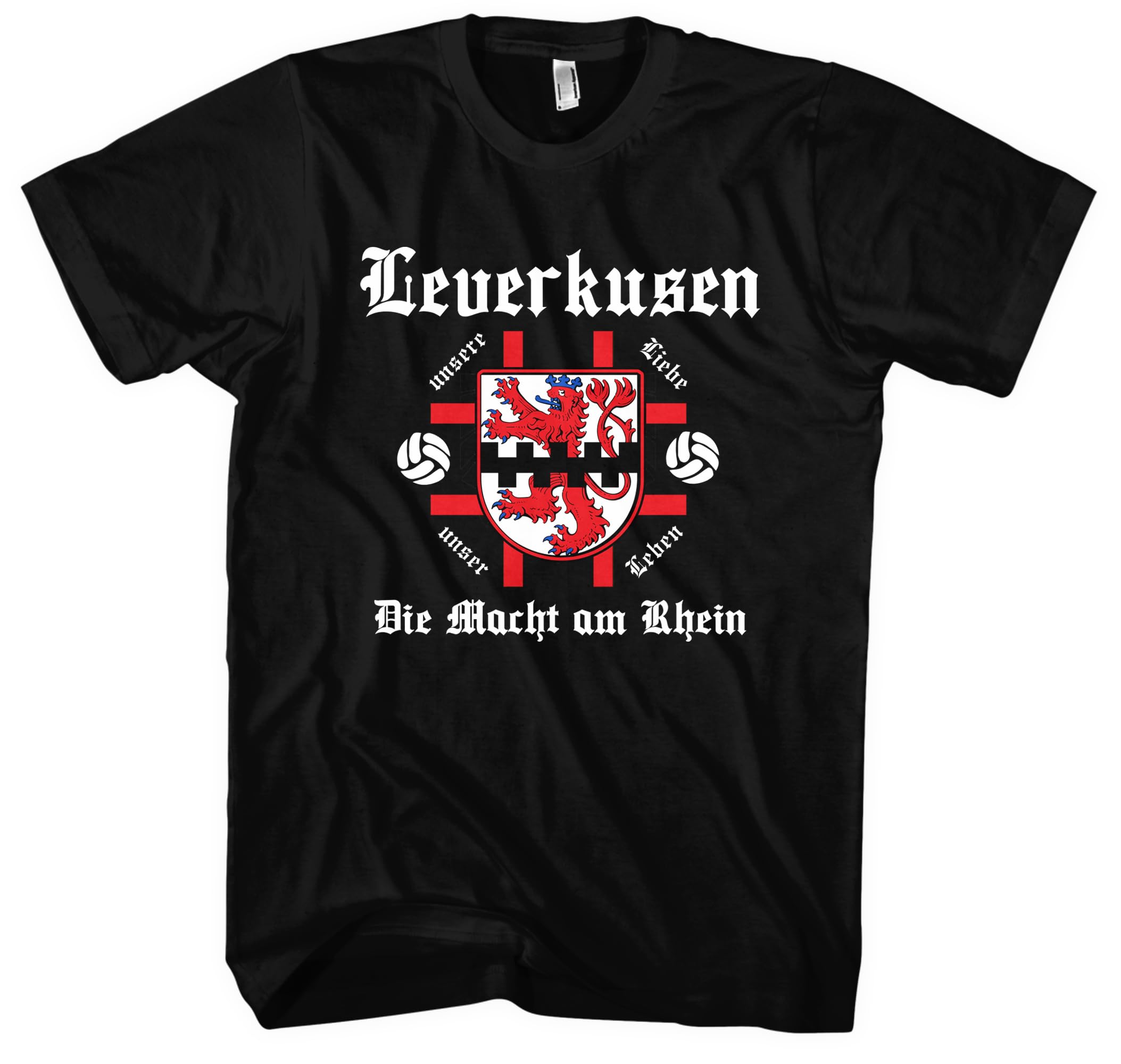 Leverkusen Skyline Herren T-Shirt | Leverkusen Meister T-shirt Sport Fussball Stadt Skyline Leverkusen Trikot Fanartikel | Schwarz (3XL)