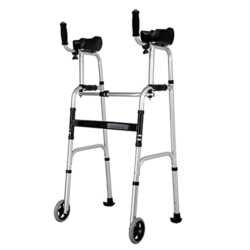 Aufrechter Rollator für Senioren mit Sitz & Armlehne & 2 Rädern Leichte, Faltbare Höhenverstellbare Gehhilfe für Rehabilitationstraining, Home Outdoor Krankenhaus Run Forward