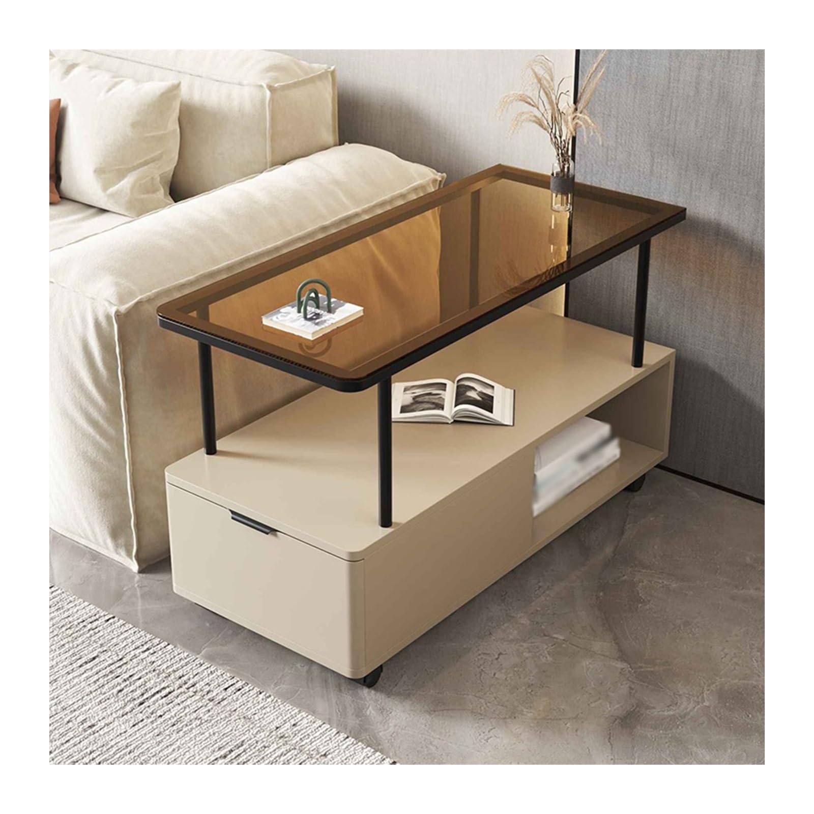 FUHAI-666 Sofa-Seitenschrank, leichter Luxus-Couchtisch, beweglicher kleiner Tisch, Naht-Aufbewahrungsschrank, Wohnzimmer, einfacher Aufbewahrungsschrank(30x90x60cm,D)