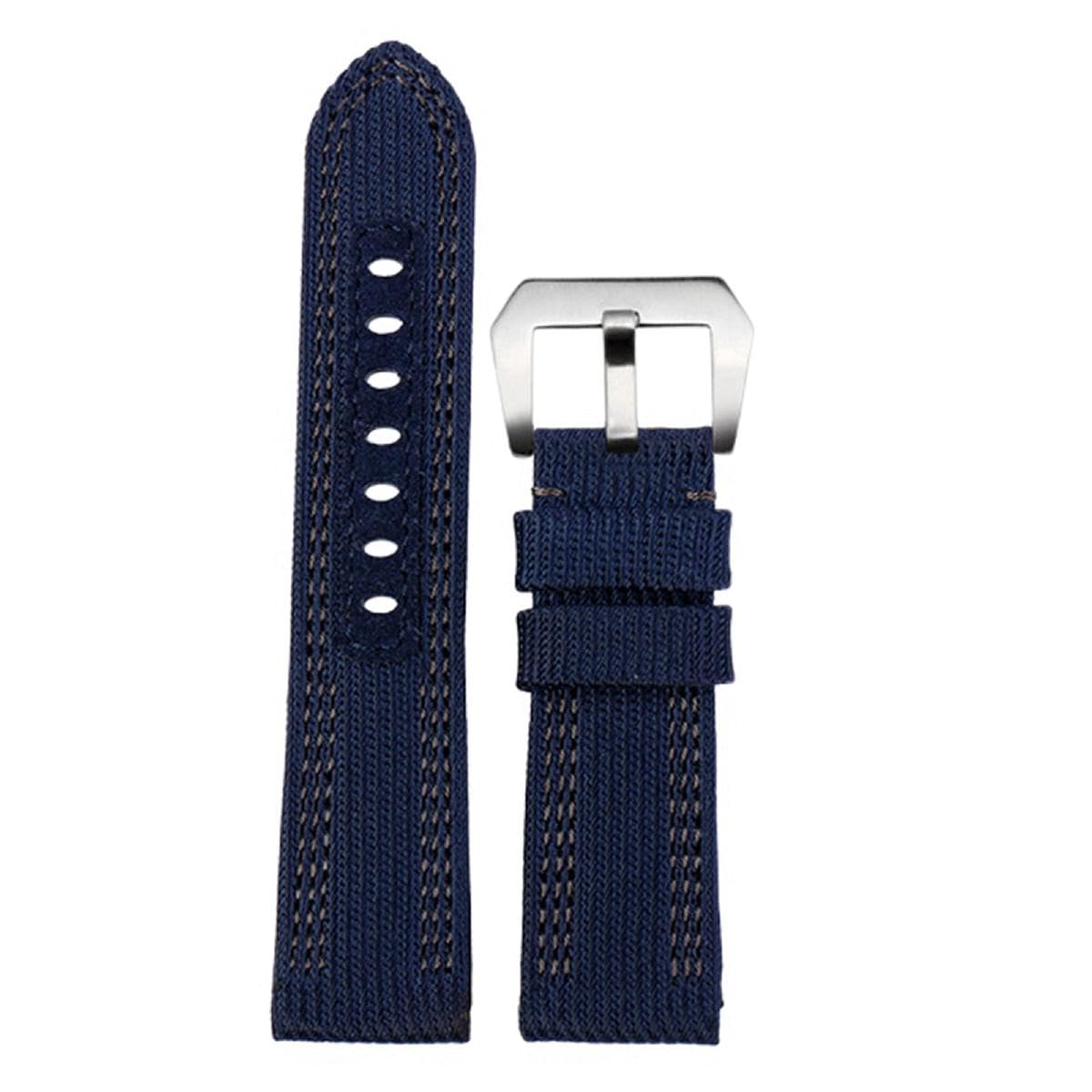 Armband 24-26mm Nylon Canvas Leder Uhrenzubehör Schwarz Blau, Farbe 2, 24mm