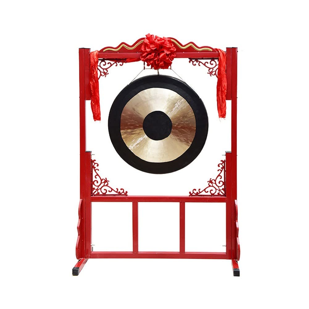 DOOKAA Chinesischer Gong Gong Mini-Gong Percussion-Handgong | Gong-Schlaginstrument für Kinder | Handgong Schlaginstrument 30CM Handgong, Schlägel, rotes Seil, Feiergong(Color:80cm,Size:)