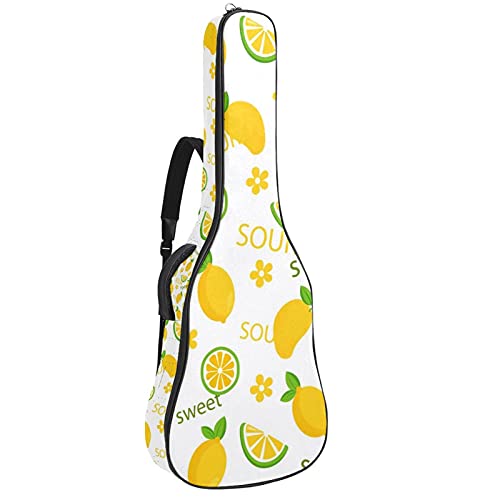 Akustikgitarre Tasche Dicke Polsterung Wasserdicht Dual Verstellbarer Schultergurt Gitarrenkoffer Gig Bag (Zitronen)