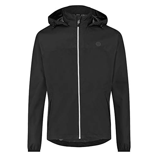 AGU GO Essential Regenjacke Damen & Herren, Fahrradjacke Wasserdicht & Winddicht, Atmungsaktiv, Reflektierend, Unisex, L, Schwarz