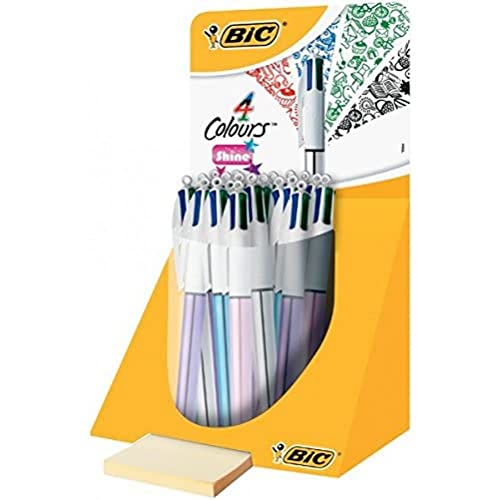 Bic 902128 Druckkugelschreiber 4 Colours"Shine", im Thekendisplay