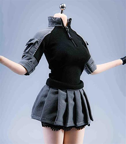 VUSLB 1/6 Scale Female Figure Doll Clothes, TOP+Pants Suit Uniform Costume for 12 inch Female Action Figure / CM194(Black)