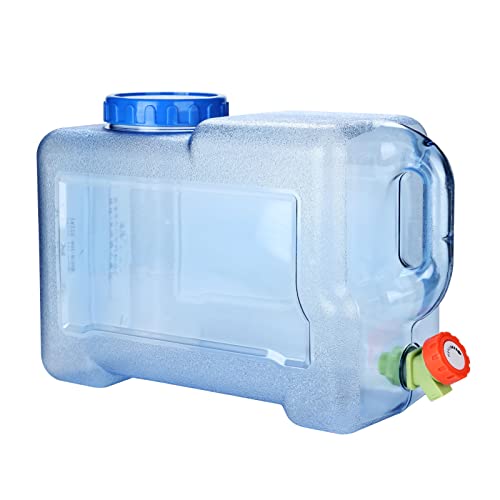 Trintion Wasserkanister 18L mit Hahn Ablasshahn Und Schraubdeckel Trinkwasserkanister Tragbarer Mehrzweckkanister Wassertank für Camping und Wohnwagen Kunststoff Blau Transparent