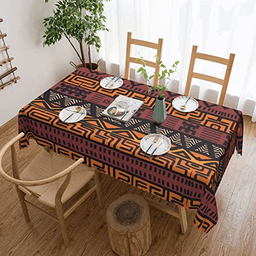 DMORJ Afrikanisches Schlammtuch, waschbar, quadratische Spitze, Tischdecke: >> 137,2 x 182,9 cm, perfekt für Buffet-Tische, Partys, Urlaubsessen usw