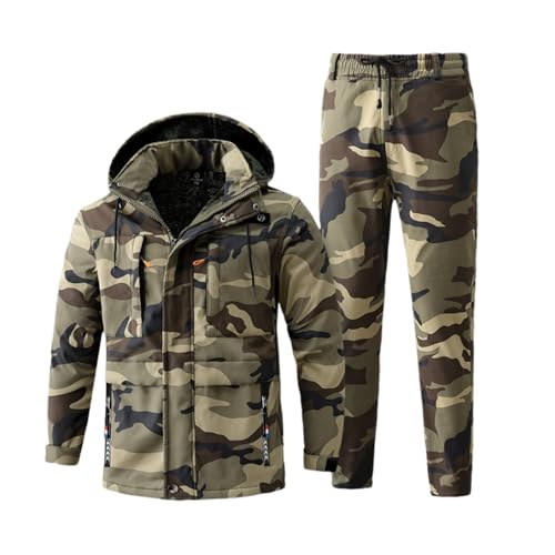 Winter Winddichte Wasserdichte Atmungsaktive Skianzüge, Herren Camouflage Skianzüge Jacke Schneehose Set, Isolierte Snowboard-Schneeanzüge, Für Liebhaber Von Outdoor-Freizeit (Color : A, Size : XL)