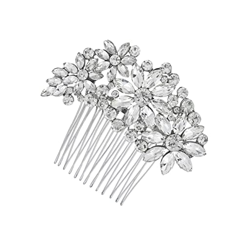 AIHEDOUJ Hochzeits-Haarspange, Braut-Haarspange, Braut-Kopfschmuck für Hochzeit, Schleier für Bräute, Hochzeits-Haarspangen für Braut, Kristall-Haarkamm, Strass-Kamm, Haarnadel