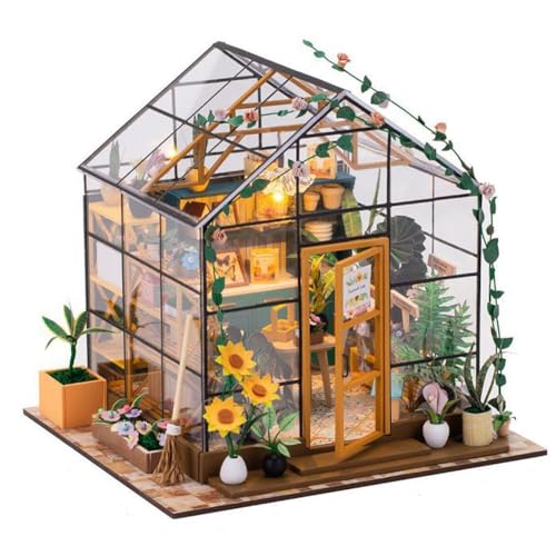 Pluuttiem Cottage-Bausatz, Mini-Blumenhaus zum Selbermachen, Handgefertigt, 3D-Puzzle, Montagebausatz, Dekoration für Zuhause und Schlafzimmer