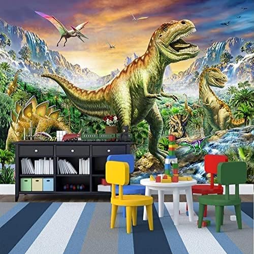 XLMING Wald Tier Dinosaurier Kinder Jungen Zimmer 3D Tapete Home Dekoration Wohnzimmer Sofa Schlafzimmer Tv Hintergrund Wand-150cm×105cm