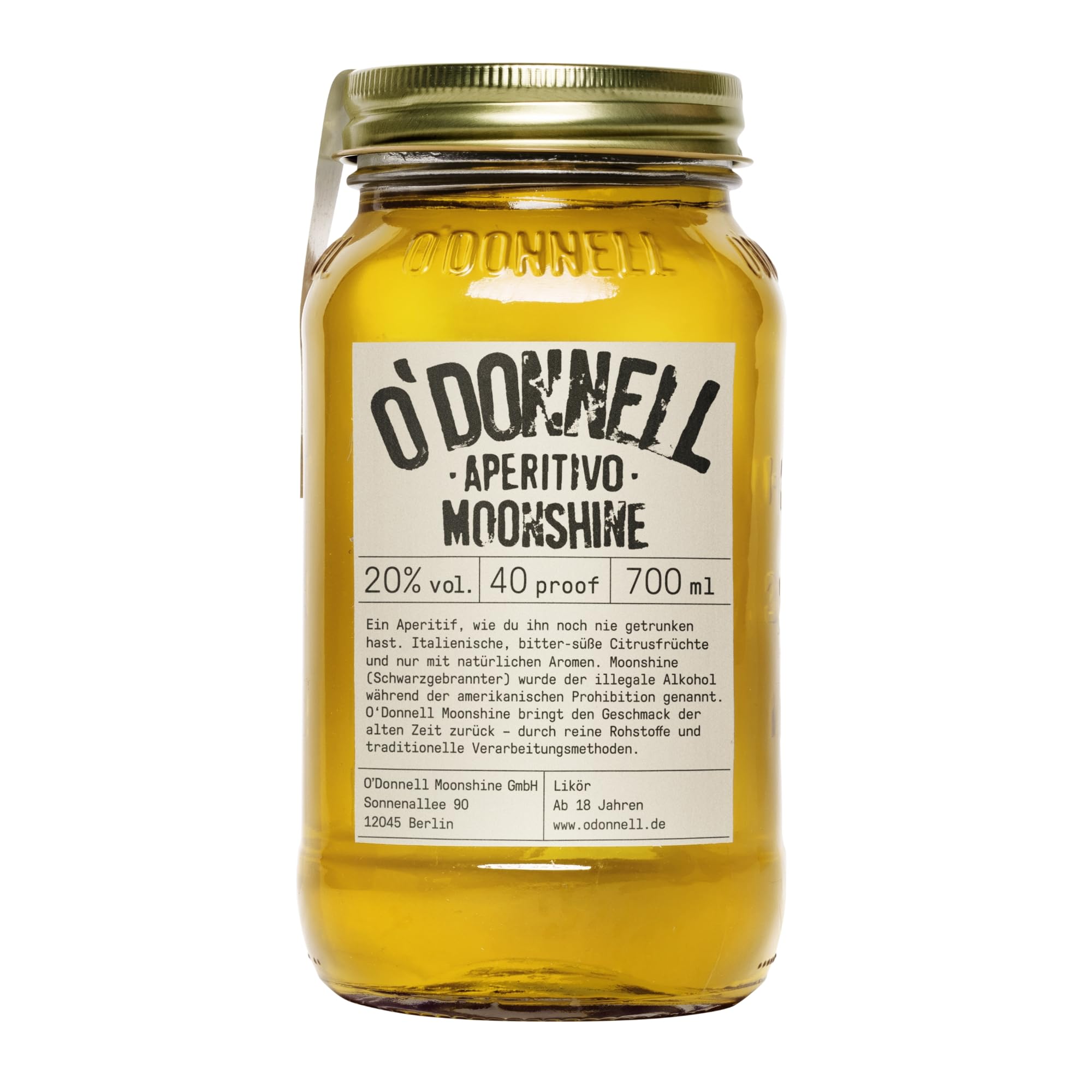 O'Donnell Moonshine - Aperitivo Likör (700ml) - Handwerklich hergestellte Spirituosen aus Berlin - Sommer Edition - 20% Vol. Alkohol