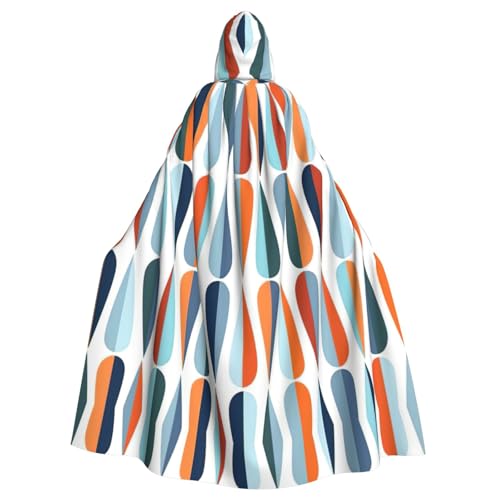 YQxwJL Mid Century Moderner Retro-Cape mit Tropfenformen, langer Kapuzenumhang, Unisex, mit Kapuze, Halloween, Weihnachten, Kostüme, Party-Umhang