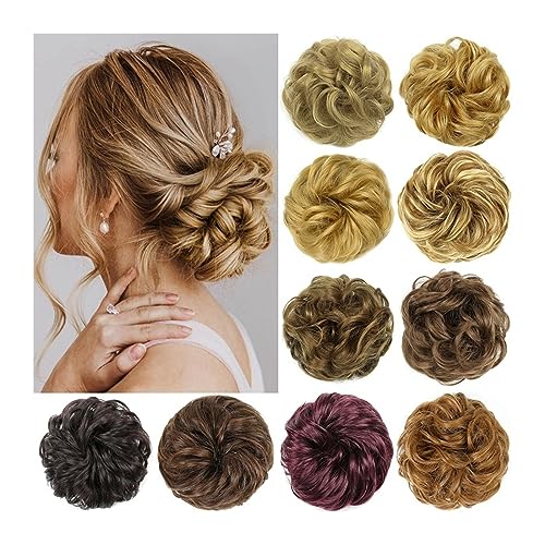 Haarteil Haargummi Unordentliches Dutt-Haarteil, gewellte, lockige Haargummis, Gummiband, synthetische Chignon-Pferdeschwanz-Haarverlängerungen, dicke Hochsteckfrisur-Haarteile for Frauen Haarknoten (