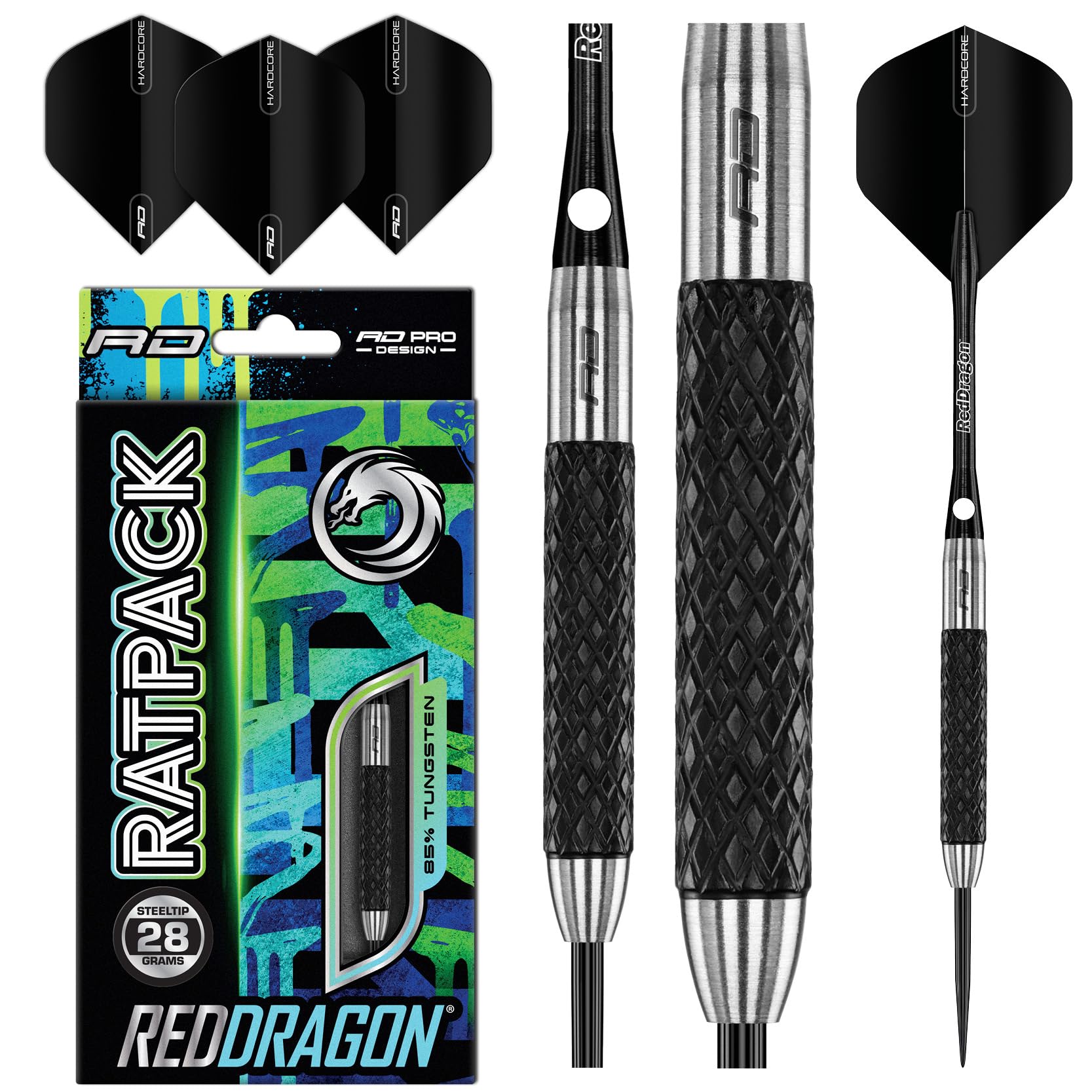 RED DRAGON Rat 1: 28g Tungsten Darts Set mit Flights und Schäfte