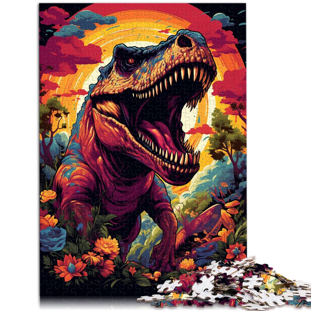 Spielzeug Puzzle Bunte Psychedelia der Dinosaurier Erwachsene 1000 Teile Puzzle Geschenke Holzpuzzle Stressabbau Schwierige Herausforderung 1000 Teile (50x75cm)