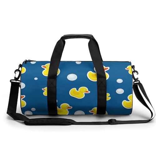 Cartoon-Ente Sport Duffel Bag Sporttasche Reisetasche Handgepäck Tasche Schwimmtasche Weekender Bag 45x23x23cm