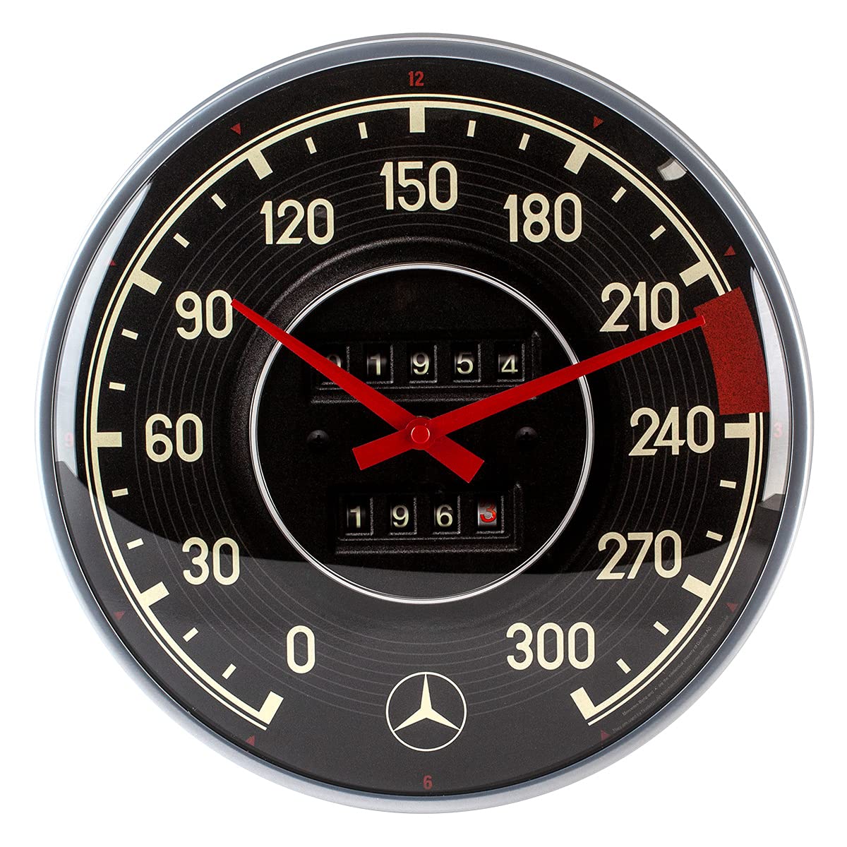 Nostalgic-Art Retro Wanduhr, Ø 31 cm, Mercedes-Benz – Tacho – Geschenk-Idee für Mercedes-Benz Accessoires Fans, Original Lizenzprodukt (OLP), Große Küchenuhr, Vintage Design