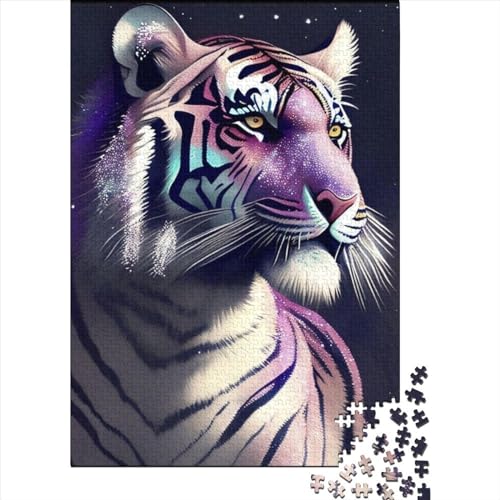 Tiger-Holzpuzzle für Erwachsene, 1000-teiliges Puzzle für Erwachsene und Teenager, für anspruchsvolles Puzzlespiel und Familienspiel, 75 x 50 cm