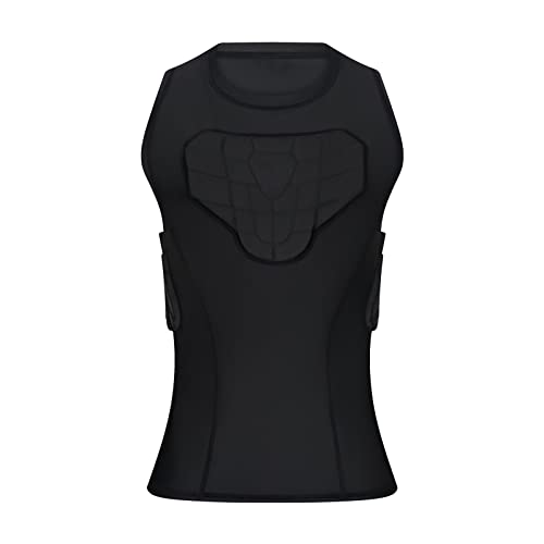 Girls Padded Sports Vest, Compression Shock Guard Shirt, Football Protective Pads for Goalkeeper Paintball Airsoft and Contact Extreme Sports YXL