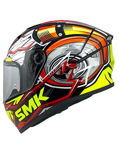 Smk Integral-Helm, Modell Turbo, schwarz, rot, glänzend, Größe L (59/60), vollständig zugelassen für die Straße