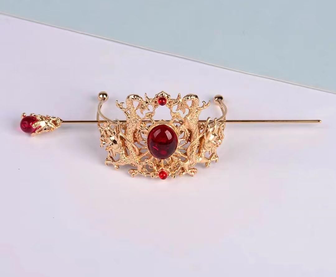 Haargabel, Braut-Haarnadeln, Hanfu-Haarstäbchen, Hanfu-Kopfschmuck-Mädchen-Quasten-Schritt-Shake-Zubehör, chinesische alte goldene rosa Blumen-Haarnadel, geeignet for die meisten Damen- und Mädchen-Ac