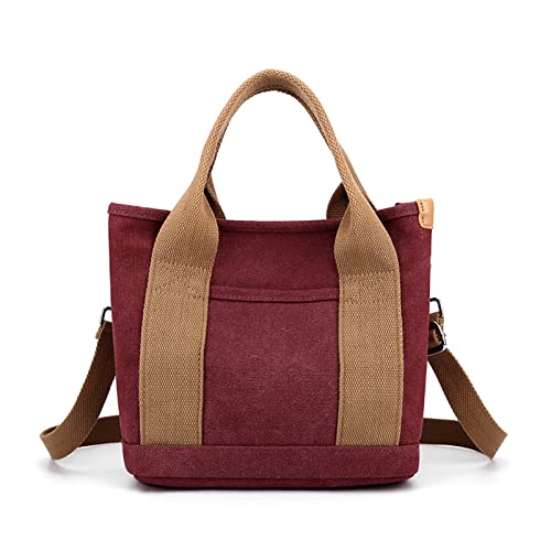 ohodhmnu Damen Tragetasche, Frauen Canvas Schultertasche Mode Top Griff Handtaschen Lady Shopping Bag Große Kapazität Casual Bag Kleine Büchertasche, violett, no pendant