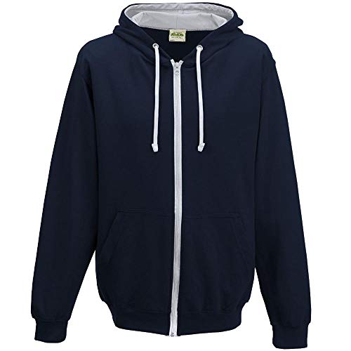 Just Hoods Unisex Kapuzen-Sweatjacke/New French Navy/Heather Grey, M