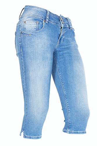 LTB Caprijeans Georget Cycle Slim Fit Stretchjeans Shorts Damen Denim, Farbe:hellblau, Hosengrößen:W27, Hosenlänge:L17