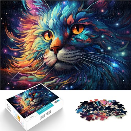 Puzzle-Spiele Fantasiekunst Sternenhimmel Katze Puzzle 1000 Teile für Erwachsene Holzpuzzle Familienaktivität Puzzle Lernspiele 1000 Teile (50x75cm)