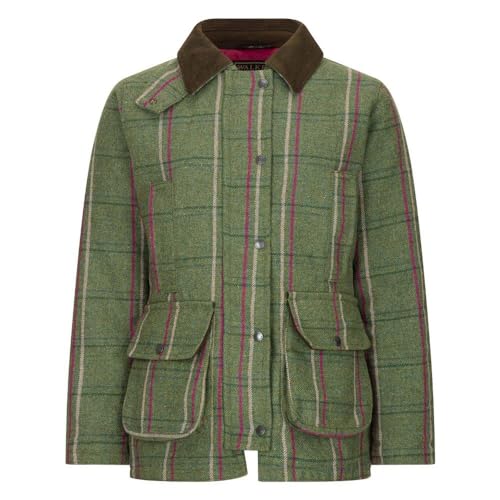 WALKER AND HAWKES - Hazelwood - Damen Country-Jacke aus Tweed - für die Jagd geeignet - Muster mit rosa Streifen - EU 38 (UK 10)