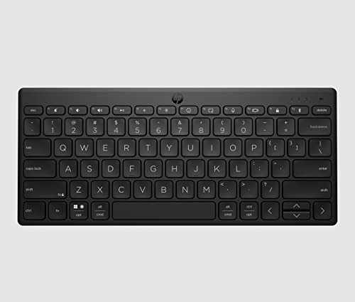 HP - PC-Tastatur 350, kabellos und Bluetooth, Verbindung mit Mehreren Geräten, QWERTY, italienisches Layout, Emoji, kompatibel mit Windows, Android, Chrome OS, MacOS, iPadOS, Schwarz