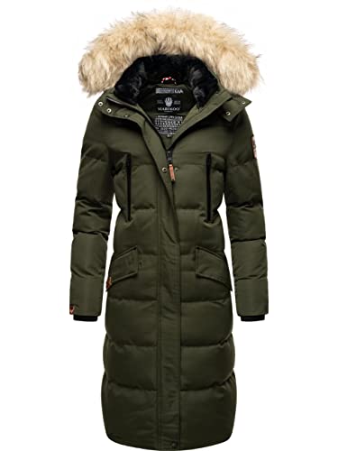 MARIKOO Damen Winter-Mantel Steppmantel Parka Oversized Schneesternchen Oliv Gr. XL