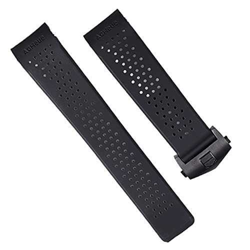 OPKDE Klassisches 22 x 24 mm Gummi-Uhrenarmband für Herren von Tag Heuer Carrera, Silikon-Handgelenkband, Deplyment-Verschluss, Logo auf, 24 mm, Achat