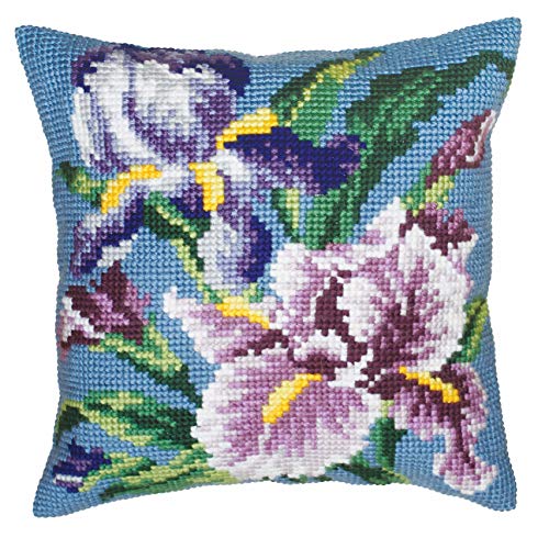 Collection D 'Art 40 x 40 cm Violett Iris Kissen Kreuzstich