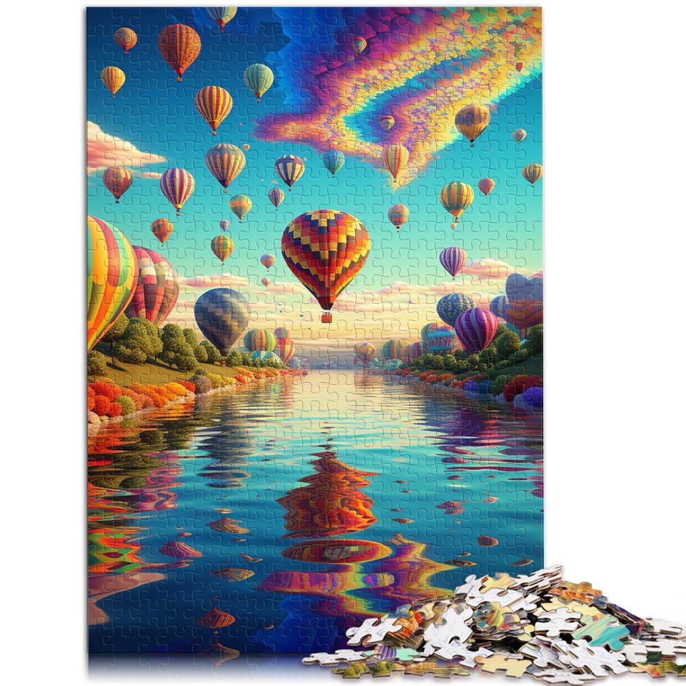 Puzzle für Bunte Heißluftballons, 1000 große Teile, Puzzle für Erwachsene, Holzpuzzle, einzigartige Heimdekoration und Geschenke, 1000 Teile (50 x 75 cm)