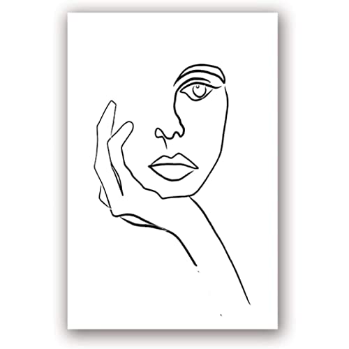 The Thinker Print Picasso Line Zeichnung modernes Poster Gesichtskunst Skizze Schwarz Weiß Home Wall Art Decor Leinwand Gemälde Rahmenlos 60 × 80 cm