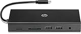 HP USB-C Reisehub (USB-C Hub, USB Hub, USB C, RJ-45, HDMI, VGA, microSD, SD, USB, Audio) schwarz