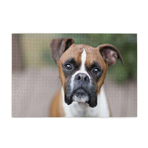 Boxerhund 2, Puzzles 1000 Teile Holzpuzzle Spielzeug Familienspiel Wanddekoration