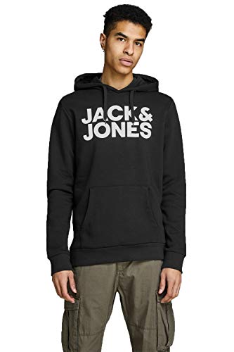 JACK & JONES Herren JJECORP LOGO SWEAT HOOD NOOS Kapuzenpullover, Schwarz (Black Fit: Reg Print), X-Large (Herstellergröße: XL)